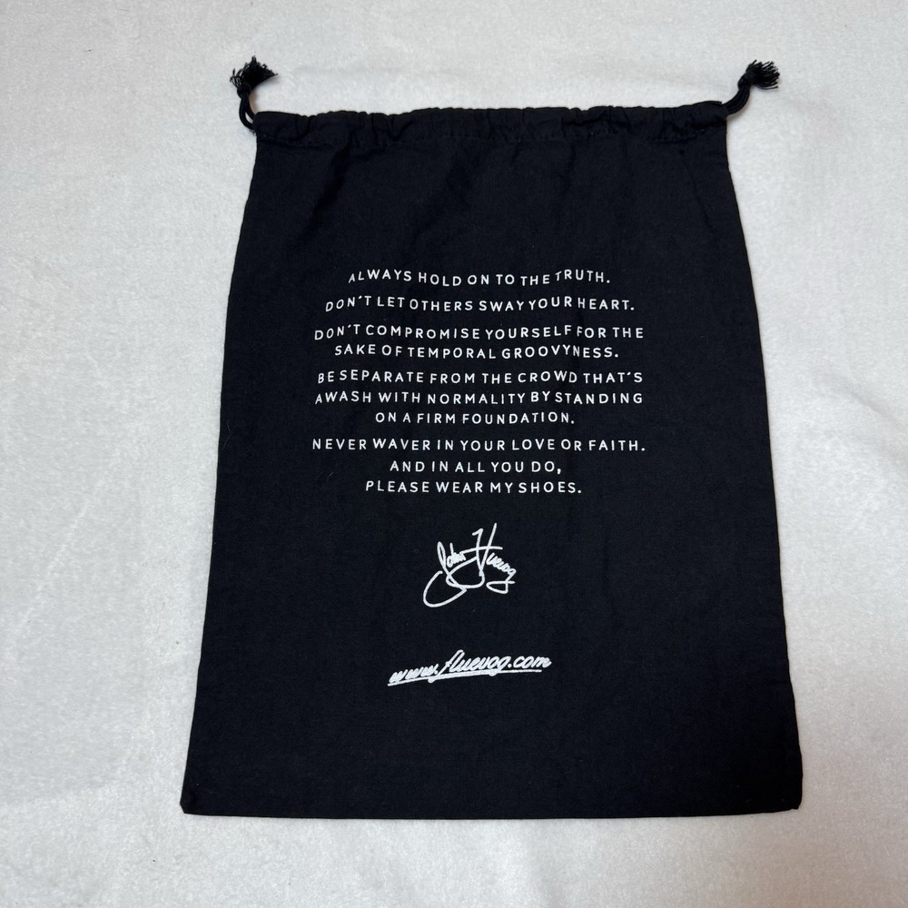 John Fluevog Shoe Dust Bag Black Drawstring Top 14" X 10.75" Storage Quote